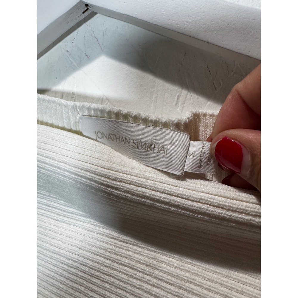 Jonathan Simkhai Ribbed Knit Cutout Long Sleeve Top White Boat Neck Small - Picture 2 of 3